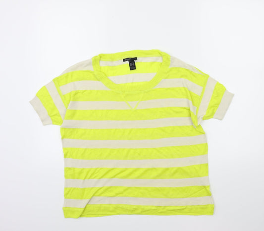 Mango Womens Yellow Striped Knit Pullover Jumper Size S