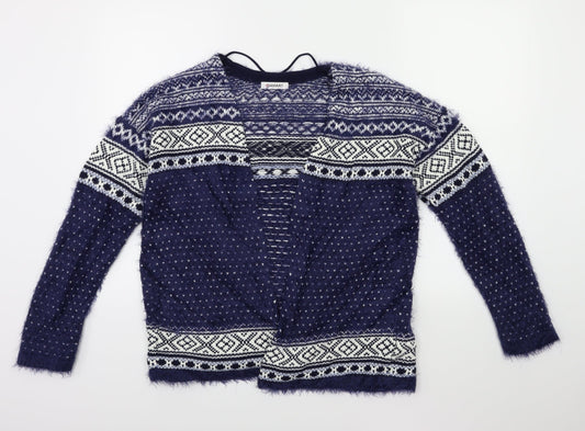 Damart Womens Blue Striped Knit Cardigan Jumper Size 10