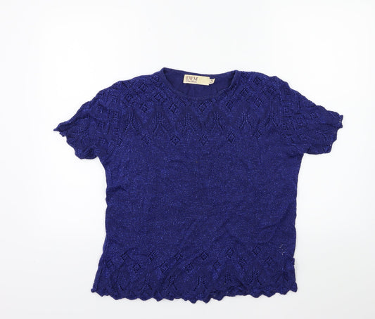 EWM Womens Blue Knit Pullover Jumper Size 14