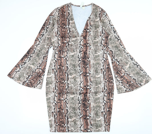 Body Flirt Womens Pink Animal Print A-Line Size 8