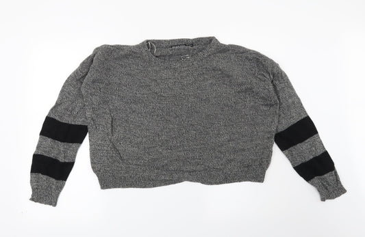 Brave Soul Womens Grey Striped Pullover Jumper Size M
