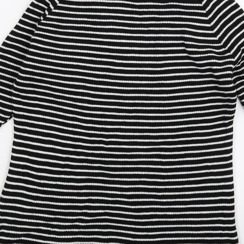 Very Womens Black Striped Knit Pullover Jumper Size 10