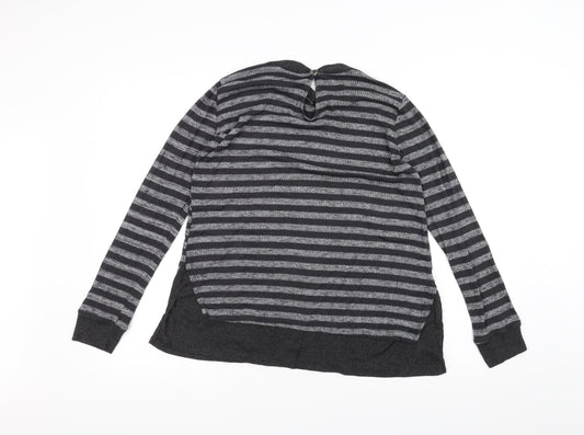 COIN 1804 Womens Black Striped Pullover Jumper Size S