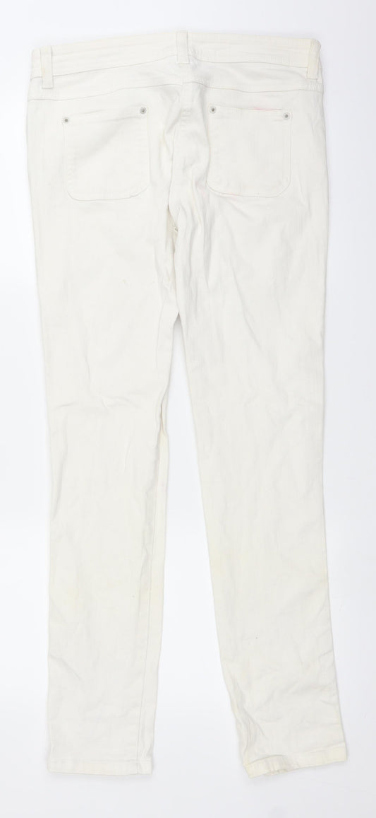 Denim & Co. Womens White Denim Straight Jeans Size 12 L30 in