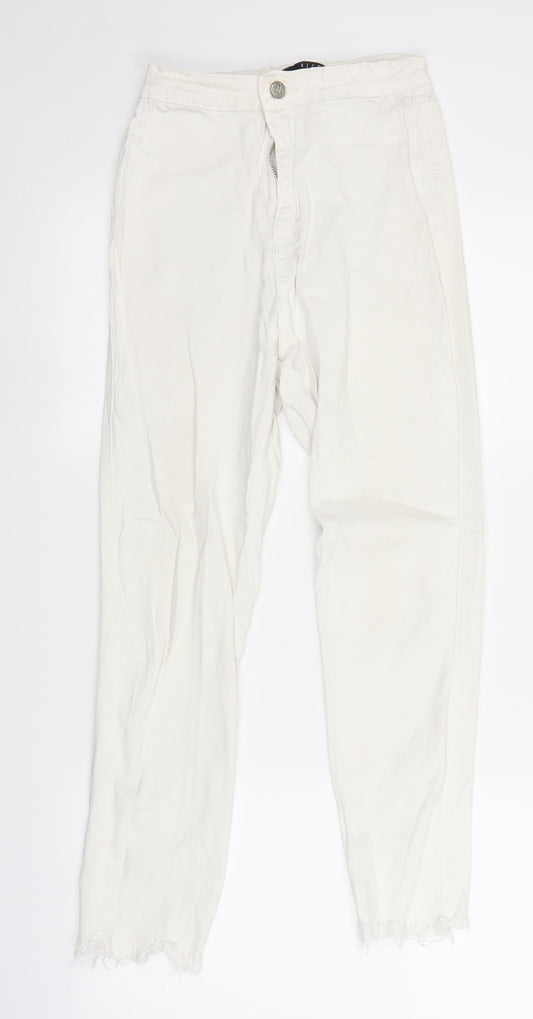 Missguided Womens White Denim Straight Jeans Size 10 L23 in