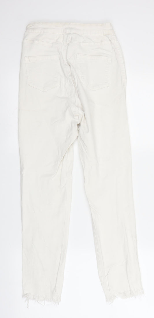 Missguided Womens White Denim Straight Jeans Size 10 L23 in