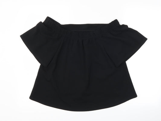 Womens UK Size 12 PRETTYLITTLETHING Black Cropped T-Shirt