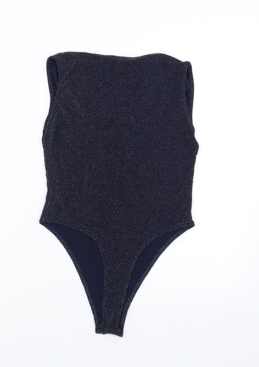 Boohoo Womens Blue Bodysuit One-Piece Size 12 - glittery
