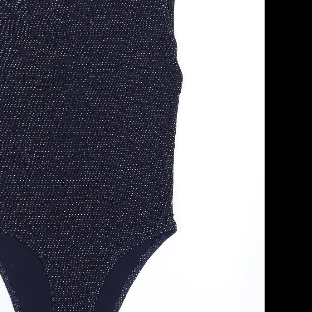 Boohoo Womens Blue Bodysuit One-Piece Size 12 - glittery
