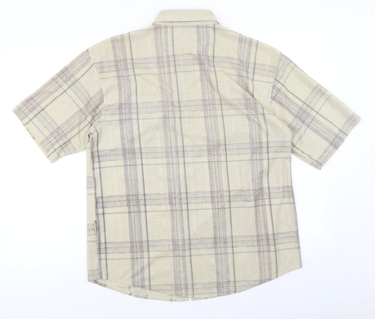 Zee Pnayer Mens Beige Plaid   Button-Up Size L
