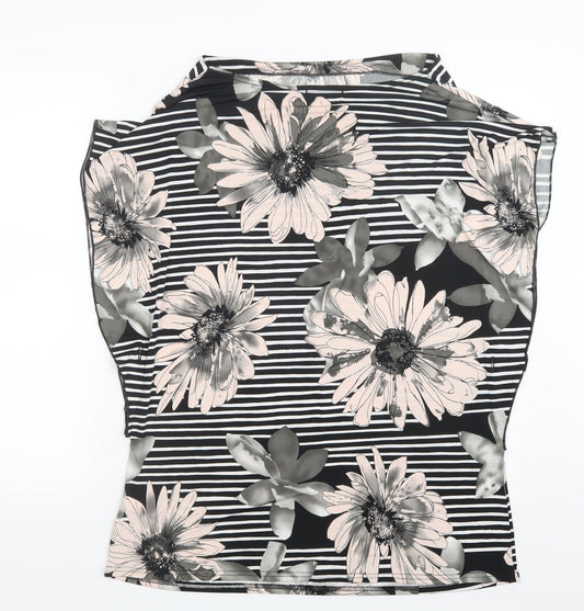 Quiz Womens Black Geometric Basic Blouse Size 14