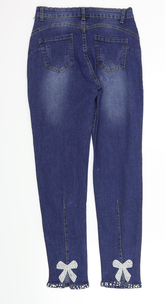 Womens UK Size M Preworn Regular Fit Skinny Blue Jeans
