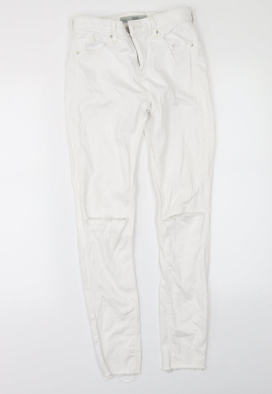 Topshop Womens White Denim Skinny Jeans Size 25 in L26 in