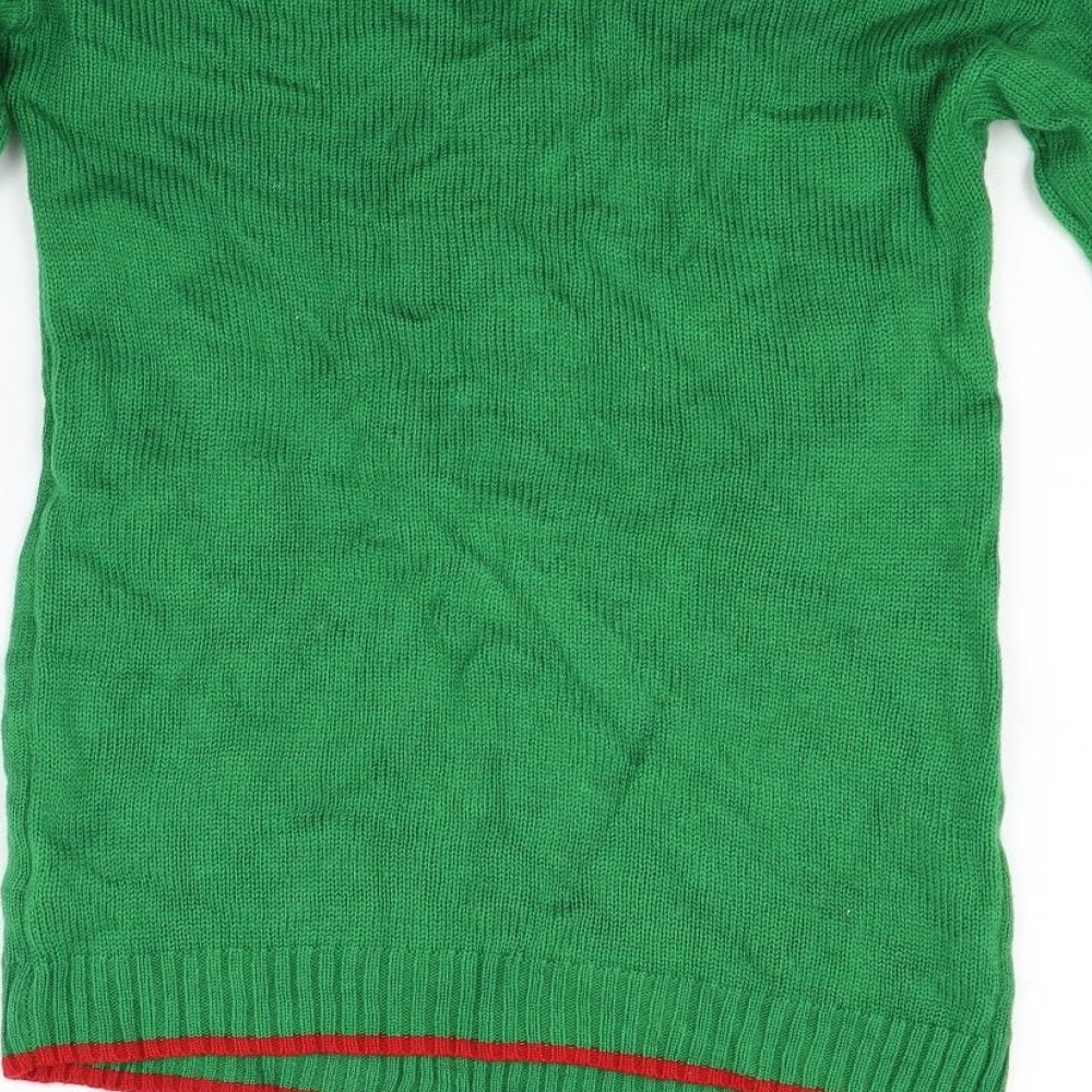 daisy shopper Womens Green Pullover Jumper Size M - Merry Christmas