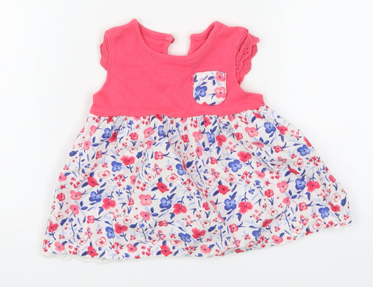 George Girls Pink Floral Skater Dress Size 0-3 Months