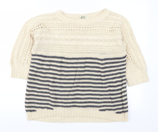 Oasis Womens Beige Striped Pullover Jumper Size L