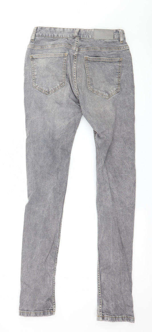 Mens UK Size 28 in Denim & Co. Regular Fit Skinny Grey Jeans