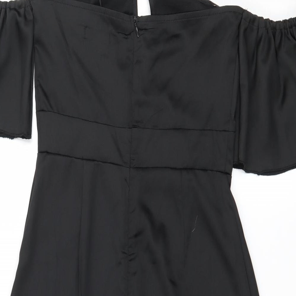 Boohoo Womens Black Satin Bodycon Size 8