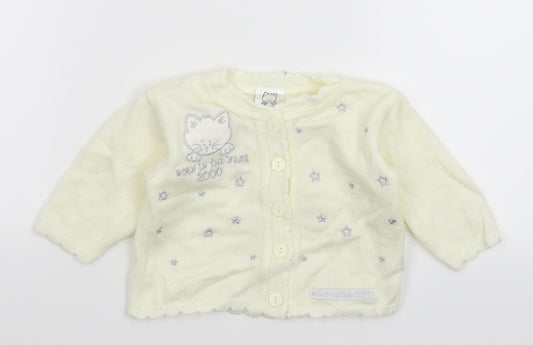Debenhams Baby White Knit Cardigan Jumper Size 3-6 Months