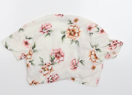 Womens UK Size 8 New Look White Cropped Blouse