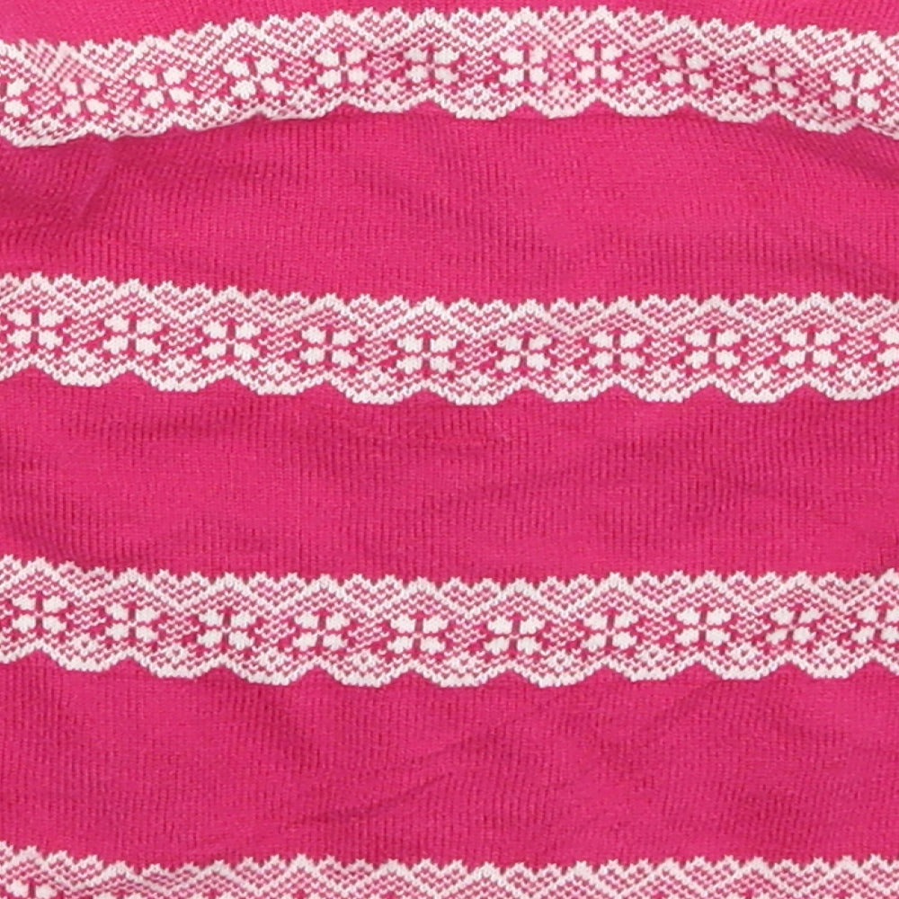 Pink Polkadot Girls Pink Geometric Knit Cardigan Jumper Size 2 Years