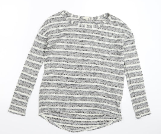 River Island Womens Grey Striped Knit Pullover Jumper Size 6