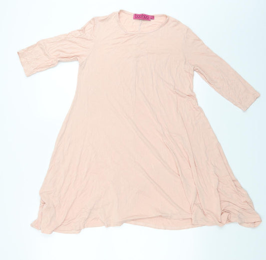 Womens UK Size 10 Boohoo Pink Tunic T-Shirt