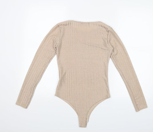 Pretty Little Thing Womens Beige   Bodysuit One-Piece Size 12