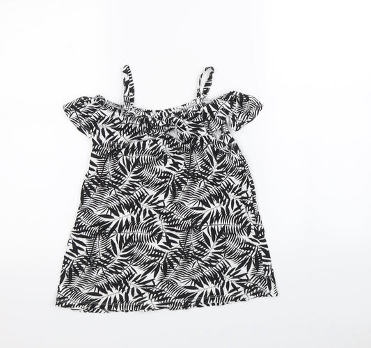 Preworn Girls Black Floral Mini Size 4 Years
