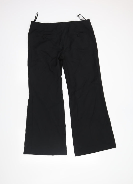 Womens UK Size 14 Love Label Regular Fit Black Trousers