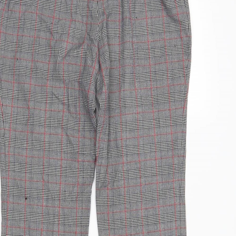 M&S Womens Grey Plaid Dress Pants Trousers Size 14 L25 in