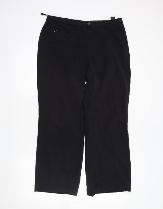 Womens UK Size 14 M&S Regular Fit Black Trousers
