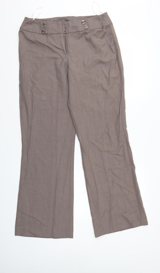 Womens UK Size 12 Debenhams Regular Fit Brown Trousers