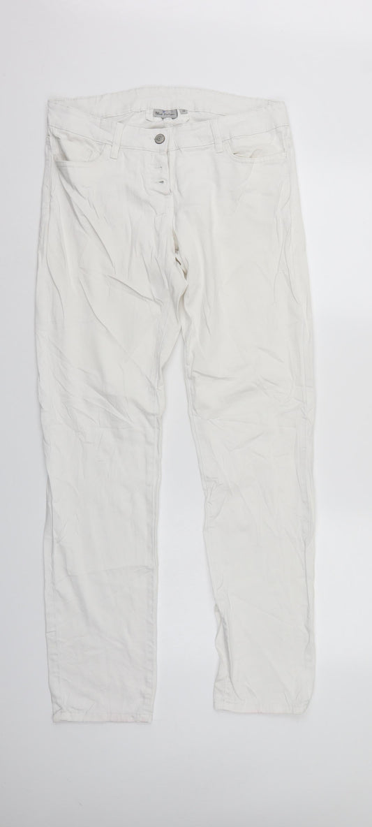 Womens UK Size 10 Blue motion Regular Fit Straight White Jeans