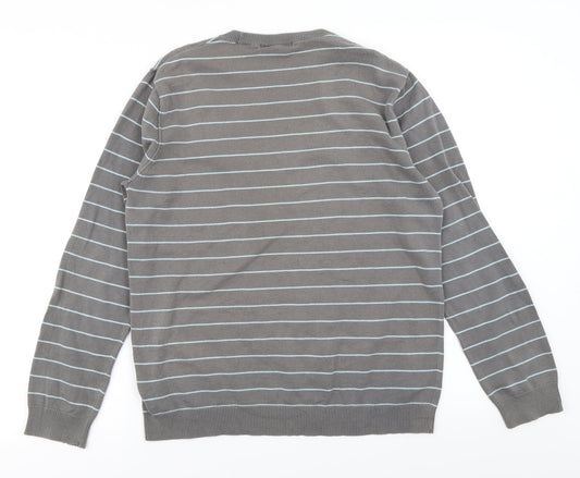 George Mens Blue Striped Pullover Jumper Size S