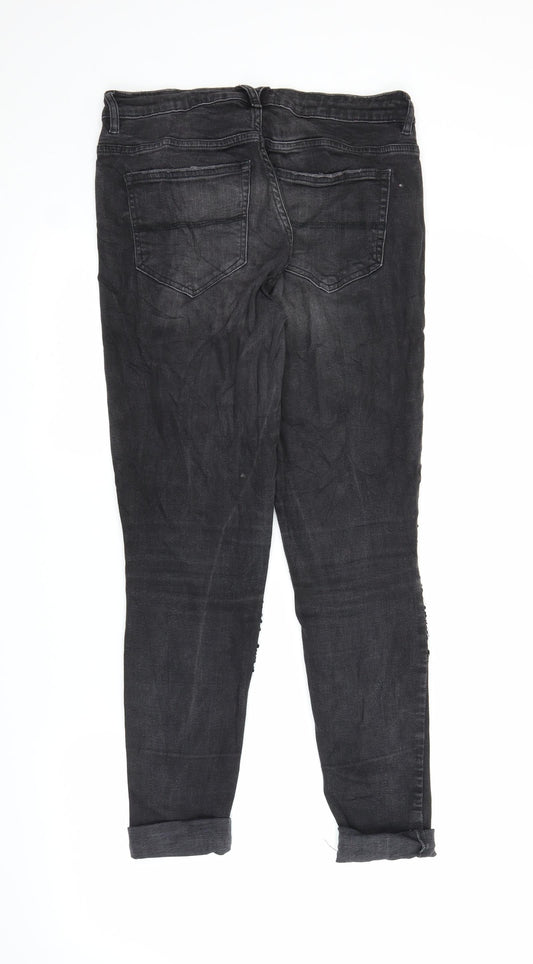 H&M Womens Black Denim Tapered Jeans Size 12 L26 in