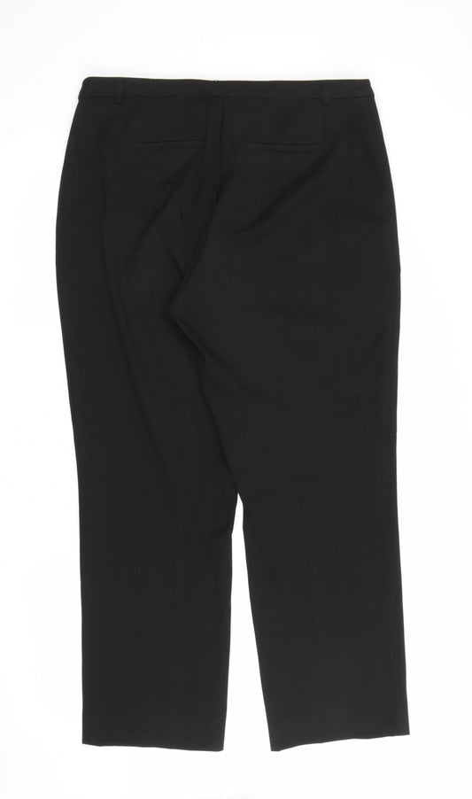 Womens UK Size M Preworn Regular Fit Black Trousers