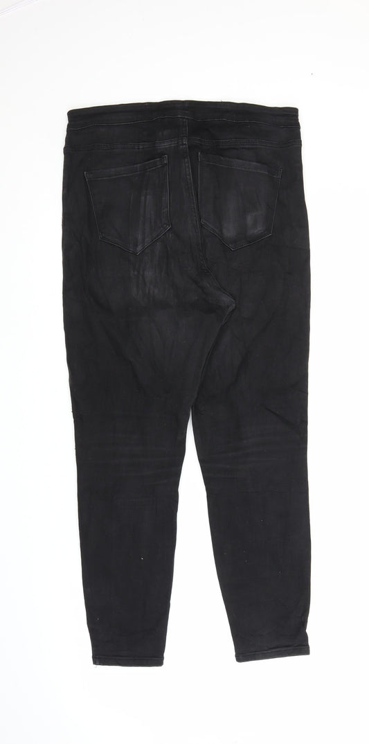 Primark Womens Black  Denim Skinny Jeans Size 16 L25 in
