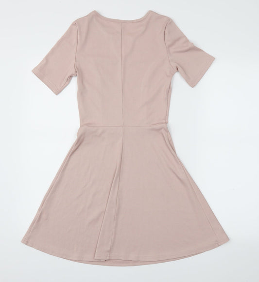 H&M Womens Pink Houndstooth Fit & Flare Size 6