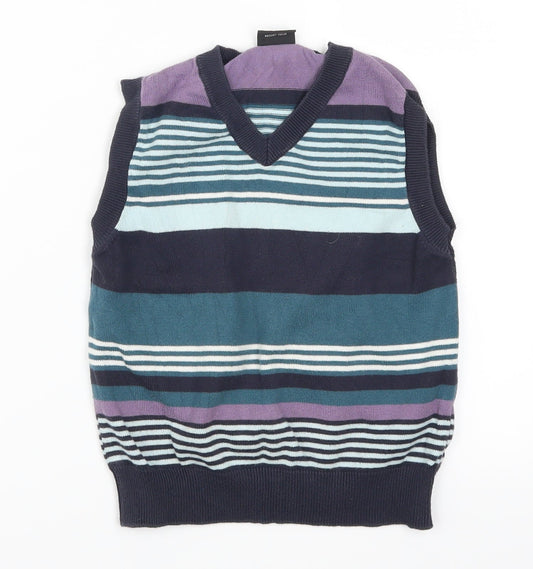 NEXT Boys Purple Striped Vest Jumper Size 6 Years - Blue