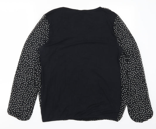George Womens Black Geometric Basic Blouse Size 12
