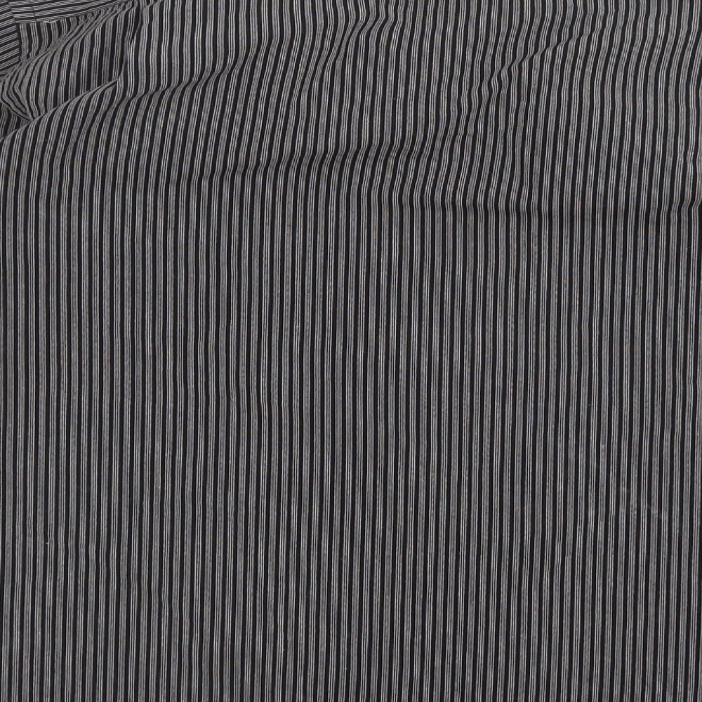 Taylor & Wright Mens Black Striped Button-Up Size 15