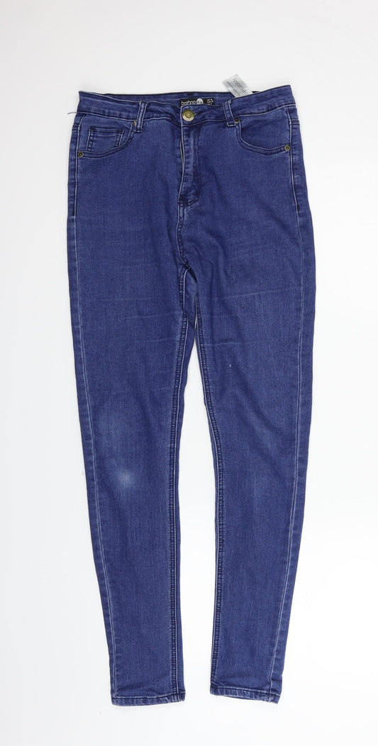 Womens UK Size 10 Boohoo Regular Fit Straight Blue Jeans