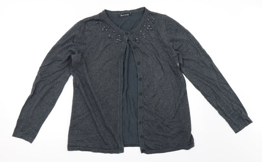 Bonmarché Womens Grey Cardigan Jumper Size S