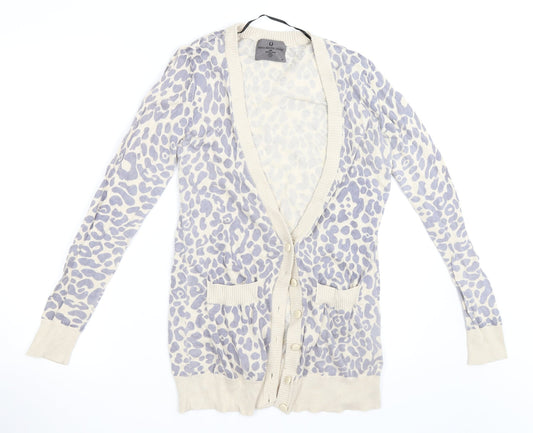 Vera Moda Womens Beige Animal Print Cardigan Jumper Size M