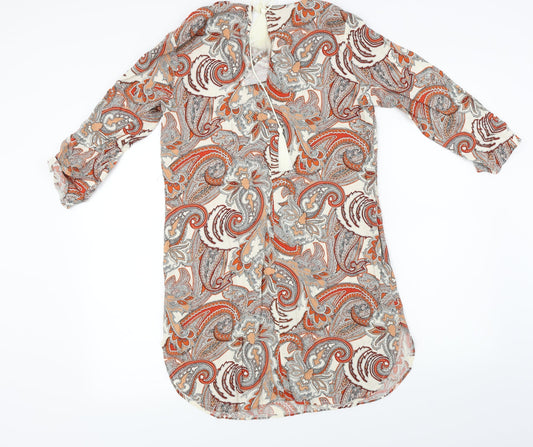 F&F Womens Ivory Floral A-Line Size 8