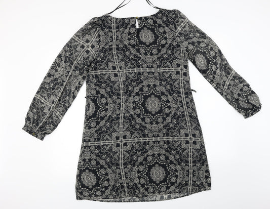 Atmosphere Womens Black Fair Isle A-Line Size 10