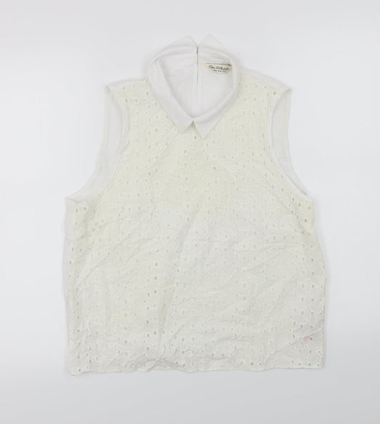 Womens UK Size 14 Miss Selfridge Ivory Basic T-Shirt