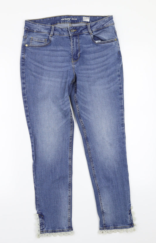 Womens UK Size 40 ORSAY Regular Fit Cropped Blue Jeans