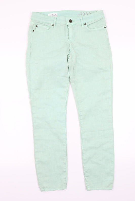 Womens UK Size 28 Gap Regular Fit Straight Green Jeans